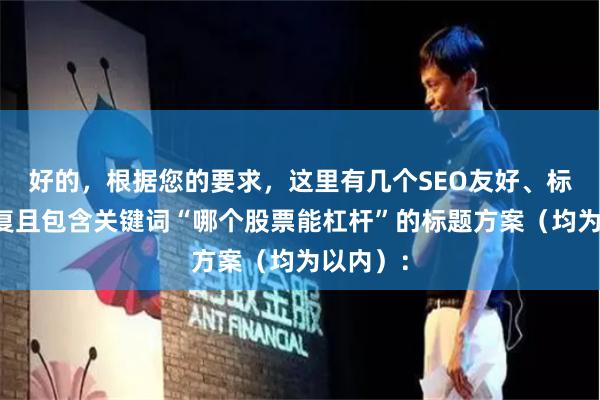 好的，根据您的要求，这里有几个SEO友好、标题不重复且包含关键词“哪个股票能杠杆”的标题方案（均为以内）：